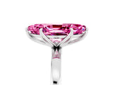 White gold Marquise Cut Pink Sapphire Solitaire Ring with Thin Band and Prong Setting_17