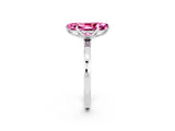 White gold Marquise Cut Pink Sapphire Solitaire Ring with Thin Band and Prong Setting_38