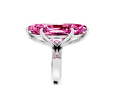 White gold Marquise Cut Pink Sapphire Solitaire Ring with Thin Band and Prong Setting_41
