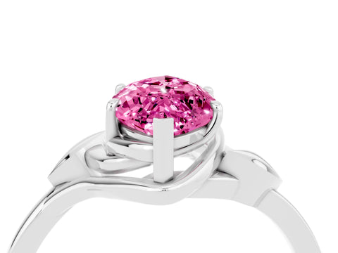 White gold Marquise Cut Pink Sapphire Solitaire Ring with Twist Band and Four-Prong Setting_16