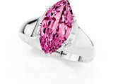 White gold Marquise Cut Pink Sapphire Solitaire Ring with Wide Band and Prong Setting_25