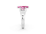 White gold Marquise Cut Pink Sapphire Solitaire Ring with Wide Band and Prong Setting_26