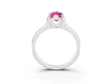 White gold Marquise Cut Pink Sapphire Solitaire Ring with Wide Band and Prong Setting_27