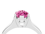 White gold Marquise Cut Pink Sapphire Solitaire Ring with Wide Band and Prong Setting_28