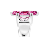White gold Marquise Cut Pink Sapphire Solitaire Ring with Wide Band and Prong Setting_29
