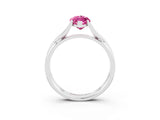 White gold Marquise Cut Pink Sapphire Solitaire Twist Band Prong Setting Ring_87
