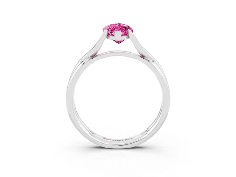 White gold Marquise Cut Pink Sapphire Solitaire Twist Band Prong Setting Ring_87