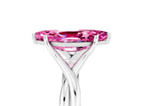 White gold Marquise Cut Pink Sapphire Solitaire Twist Band Prong Setting Ring_89