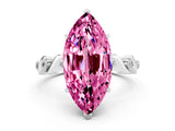 White gold Marquise Cut Pink Sapphire Solitaire Twisted Band with Round  Accents and Prong Setting_26