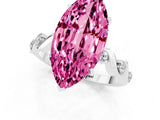 White gold Marquise Cut Pink Sapphire Solitaire Twisted Band with Round  Accents and Prong Setting_27