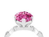 White gold Marquise Cut Pink Sapphire Solitaire Twisted Band with Round  Accents and Prong Setting_30