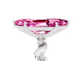 White gold Marquise Cut Pink Sapphire Solitaire Twisted Band with Round  Accents and Prong Setting_31