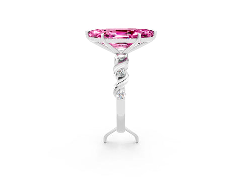 White gold Marquise Cut Pink Sapphire Solitaire Twisted Band with Round  Accents and Prong Setting_32