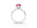 White gold Marquise Cut Pink Sapphire Solitaire Twisted Band with Round  Accents and Prong Setting_34