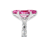 White gold Marquise Cut Pink Sapphire Solitaire with Side Baguettes and Channel Set Band_29