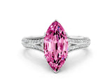 White gold Marquise Cut Pink Sapphire Split Shank Engagement Ring with Pavé Band_24
