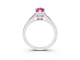 White gold Marquise Cut Pink Sapphire Split Shank Engagement Ring with Pavé Band_27