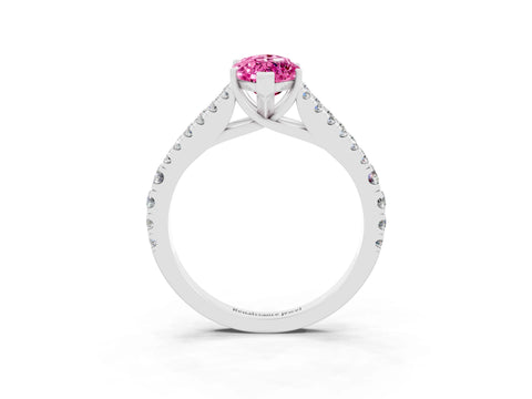 White gold Marquise Cut Pink Sapphire Split Shank Pavé Engagement Ring with Four-Prong Setting_15