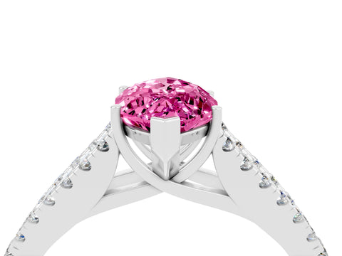 White gold Marquise Cut Pink Sapphire Split Shank Pavé Engagement Ring with Four-Prong Setting_16