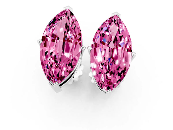 White gold Marquise Cut Pink Sapphire Stud Earrings