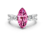White gold Marquise Cut Pink Sapphire Three-Stone Ring with Pavé Split Shank and Four-Prong Setting_36