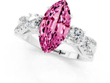 White gold Marquise Cut Pink Sapphire Three-Stone Ring with Pavé Split Shank and Four-Prong Setting_37