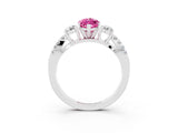 White gold Marquise Cut Pink Sapphire Three-Stone Ring with Pavé Split Shank and Four-Prong Setting_39
