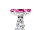 White gold Marquise Cut Pink Sapphire Three-Stone Ring with Pavé Split Shank and Four-Prong Setting_41