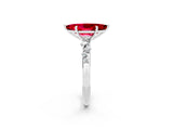White gold Marquise Cut Ruby Cluster Side Stone Solitaire Ring with Prong Setting_26