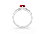 White gold Marquise Cut Ruby Cluster Side Stone Solitaire Ring with Prong Setting_27