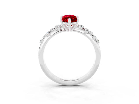 White gold Marquise Cut Ruby Cluster Side Stone Solitaire Ring with Prong Setting_27