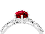 White gold Marquise Cut Ruby Cluster Side Stone Solitaire Ring with Prong Setting_28