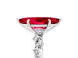 White gold Marquise Cut Ruby Cluster Side Stone Solitaire Ring with Prong Setting_29