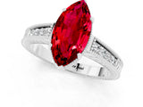 White gold Marquise Cut Ruby Engagement Ring with Milgrain Channel Set Band and Prong Setting_1