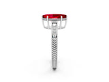 White gold Marquise Cut Ruby Engagement Ring with Milgrain Channel Set Band and Prong Setting_2