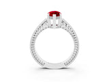 White gold Marquise Cut Ruby Engagement Ring with Milgrain Channel Set Band and Prong Setting_3
