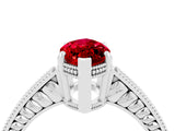 White gold Marquise Cut Ruby Engagement Ring with Milgrain Channel Set Band and Prong Setting_4