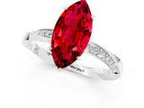 White gold Marquise Cut Ruby Engagement Ring with Side Stone Accents and Four-Prong Setting_73