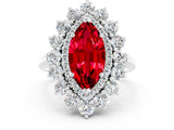 White gold Marquise Cut Ruby Floral Double Halo Engagement Ring with Prong Setting_36