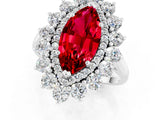 White gold Marquise Cut Ruby Floral Double Halo Engagement Ring with Prong Setting_85