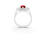 White gold Marquise Cut Ruby Floral Double Halo Engagement Ring with Prong Setting_87