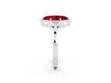 White gold Marquise Cut Ruby Halo Ring with Tapered Band and Four-Prong Setting_2