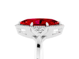 White gold Marquise Cut Ruby Halo Ring with Tapered Band and Four-Prong Setting_5