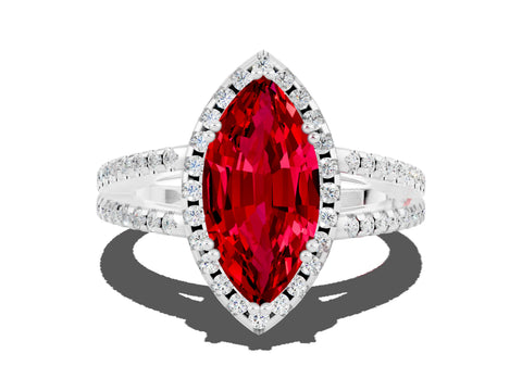 White gold Marquise Cut Ruby Halo Split Shank Engagement Ring_12