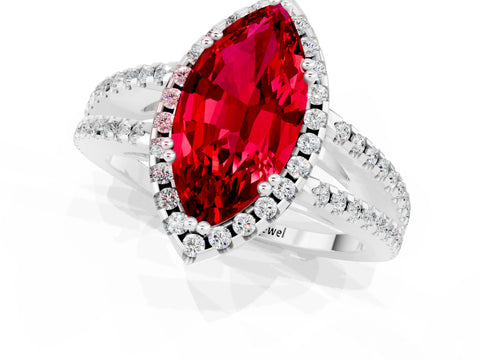 White gold Marquise Cut Ruby Halo Split Shank Engagement Ring_13