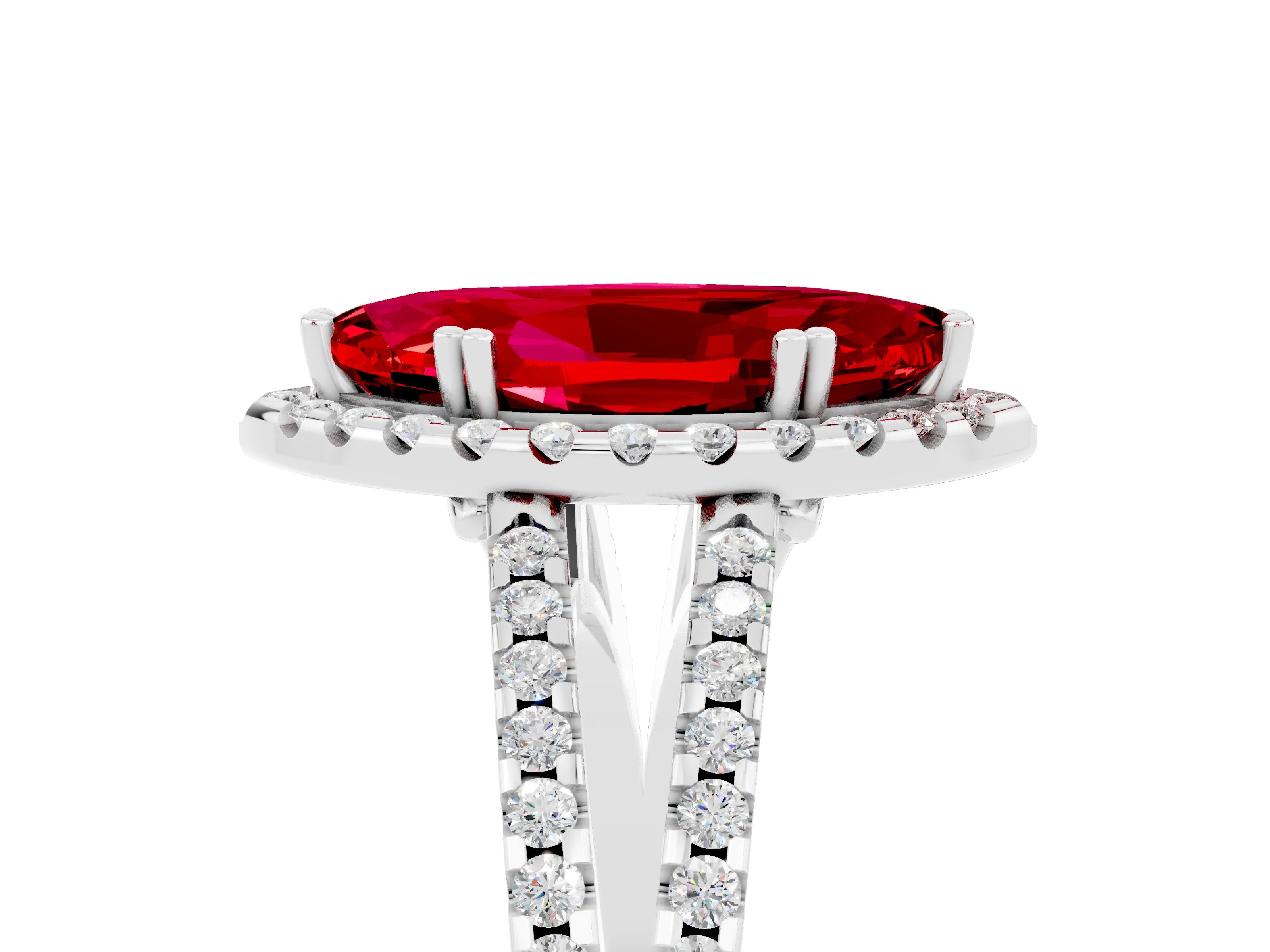 White gold Marquise Cut Ruby Halo Split Shank Engagement Ring_17