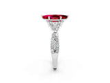 White gold Marquise Cut Ruby Halo Twist Band Solitaire Prong Setting Ring_2