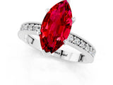 White gold Marquise Cut Ruby Milgrain Pavé Engagement Ring with Four-Prong Setting_1