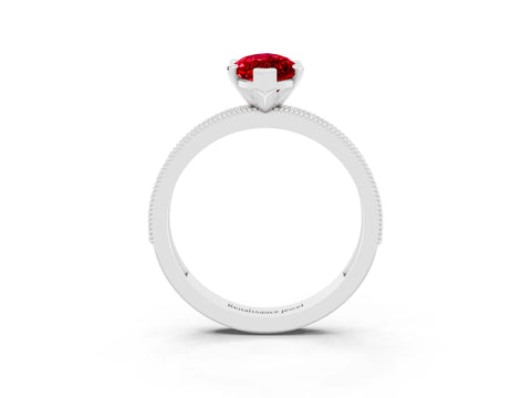 White gold Marquise Cut Ruby Milgrain Pavé Engagement Ring with Four-Prong Setting_3