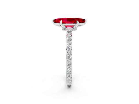 White gold Marquise Cut Ruby Pavé Engagement Ring with Round  Accents and Prong Setting_26